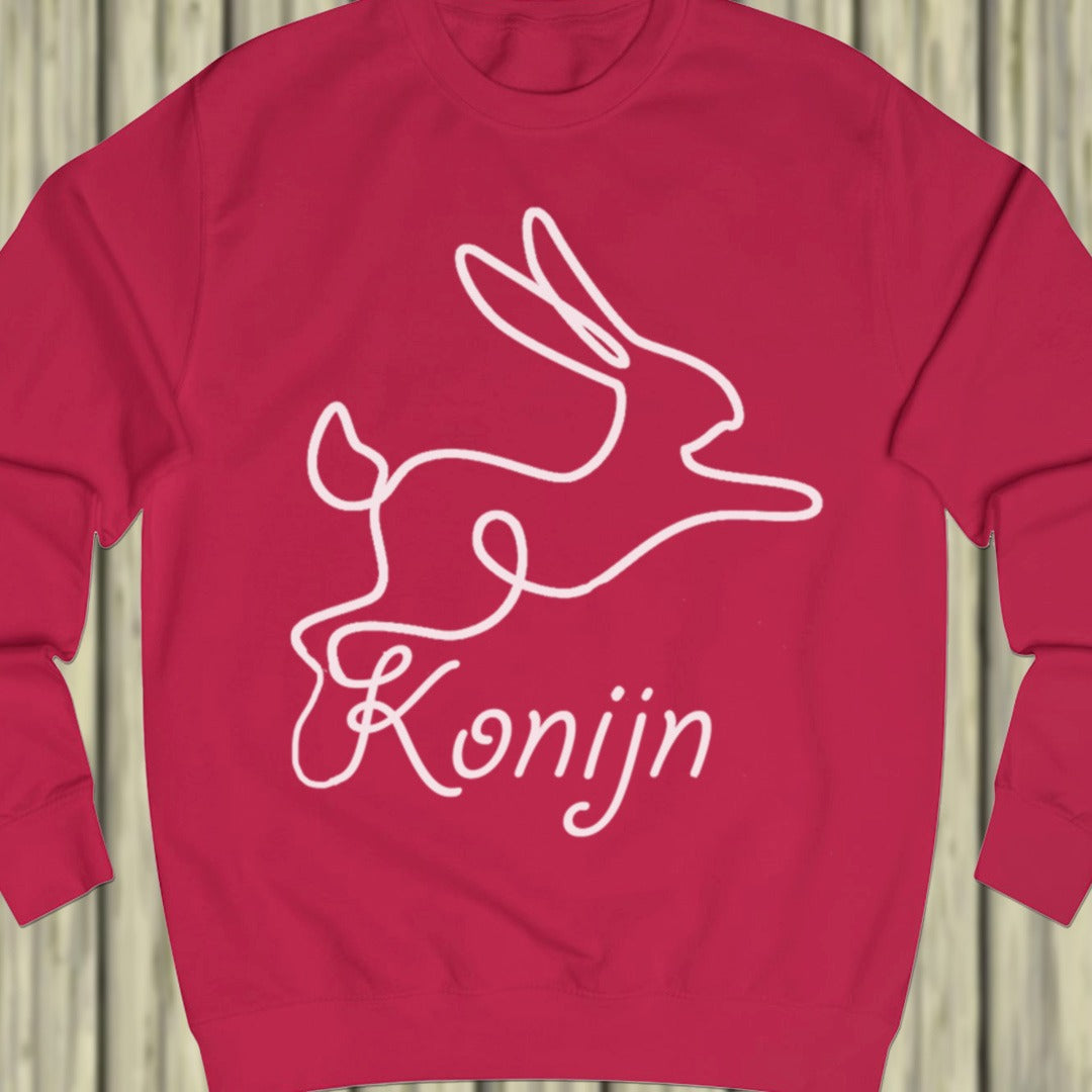 Rabbit line drawing white sweatshirt