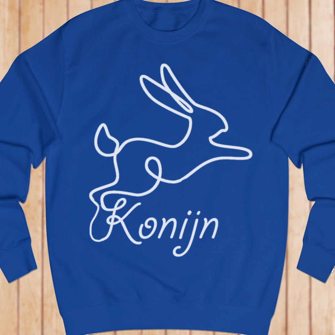 Rabbit line drawing white sweatshirt