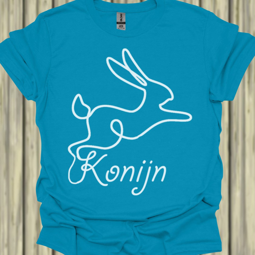 Konijn lijntekening wit T‑Shirt
