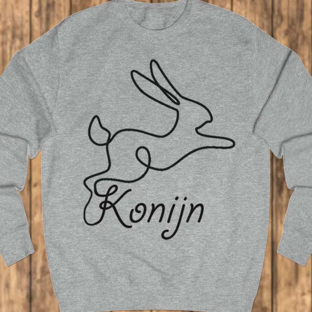 Rabbit line drawing black sweatshirt
