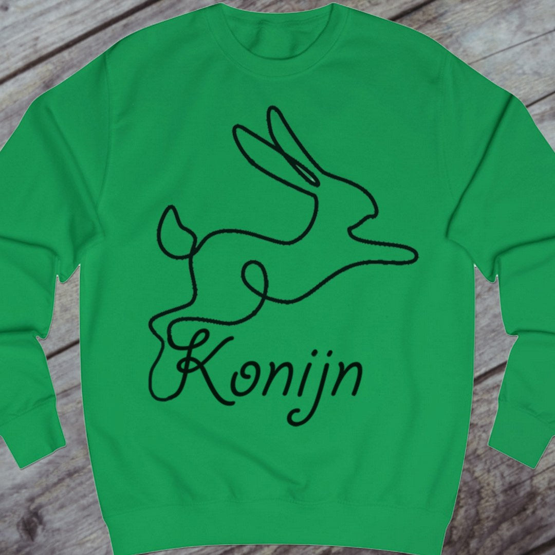 Rabbit line drawing black sweatshirt