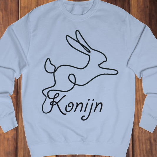 Konijn lijntekening zwart sweatshirt