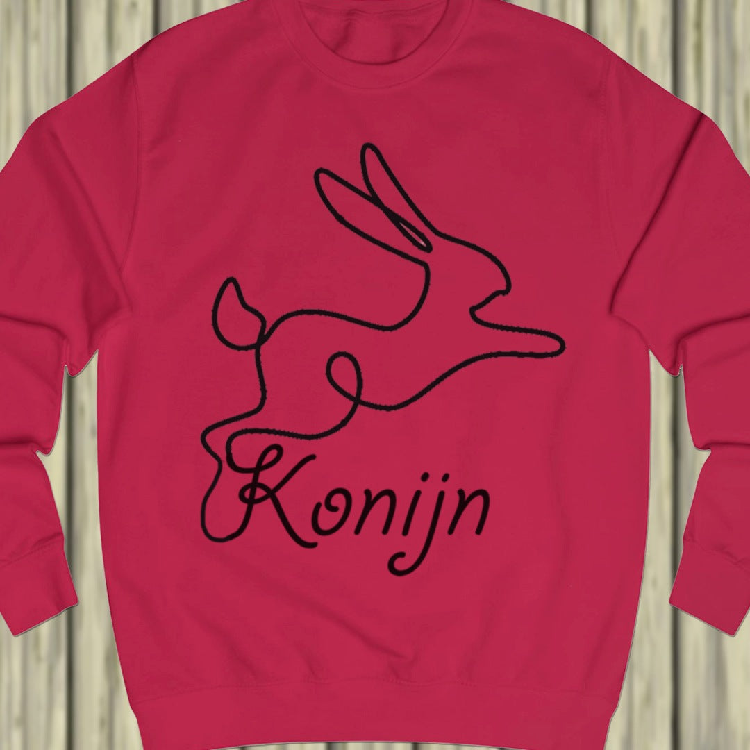 Rabbit line drawing black sweatshirt