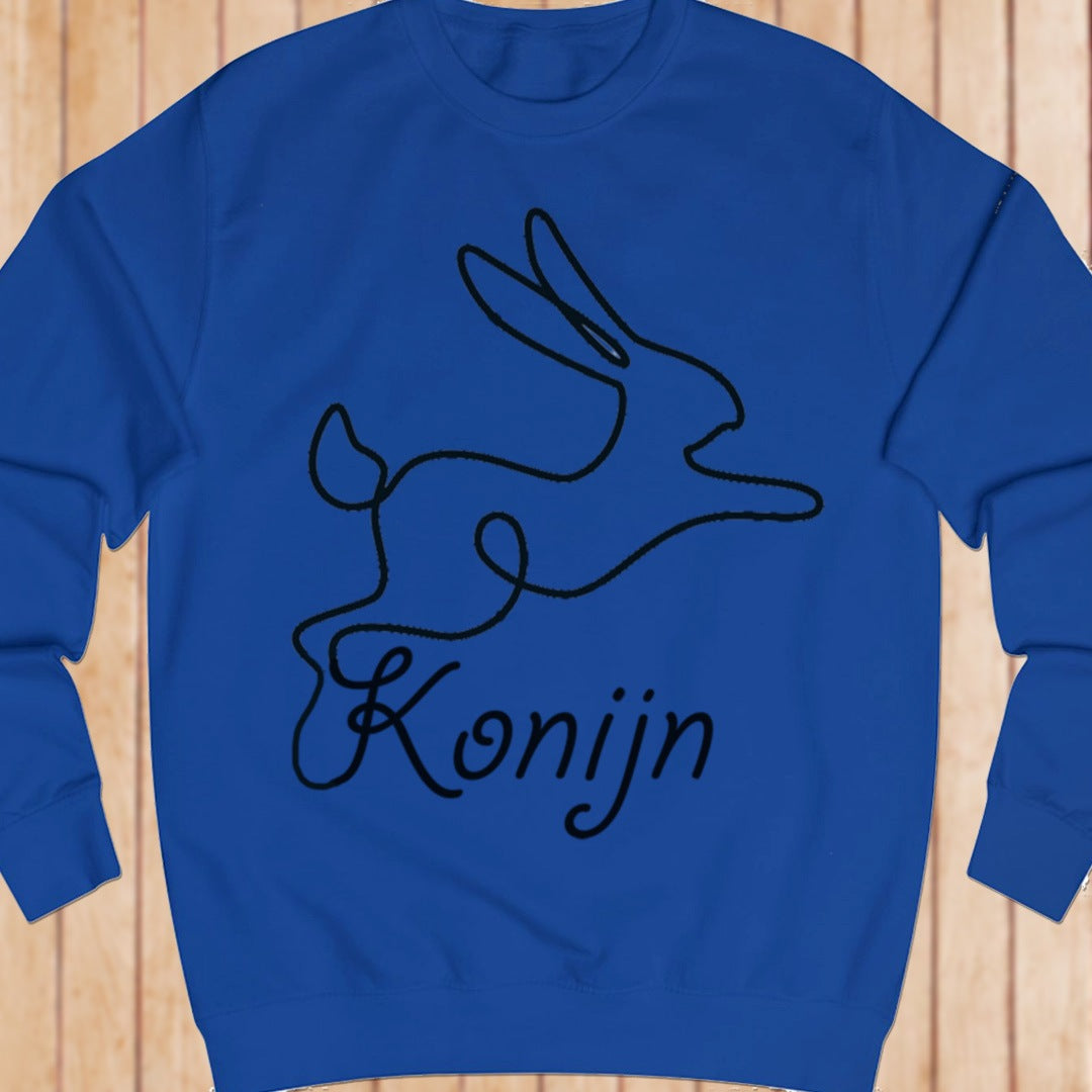 Rabbit line drawing black sweatshirt