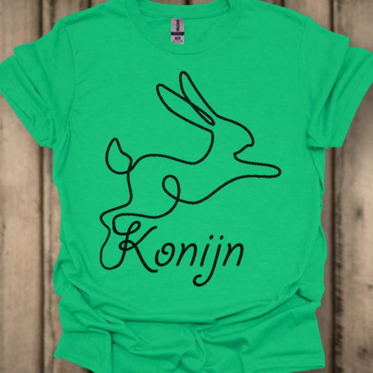 Konijn lijntekening zwart T‑Shirt
