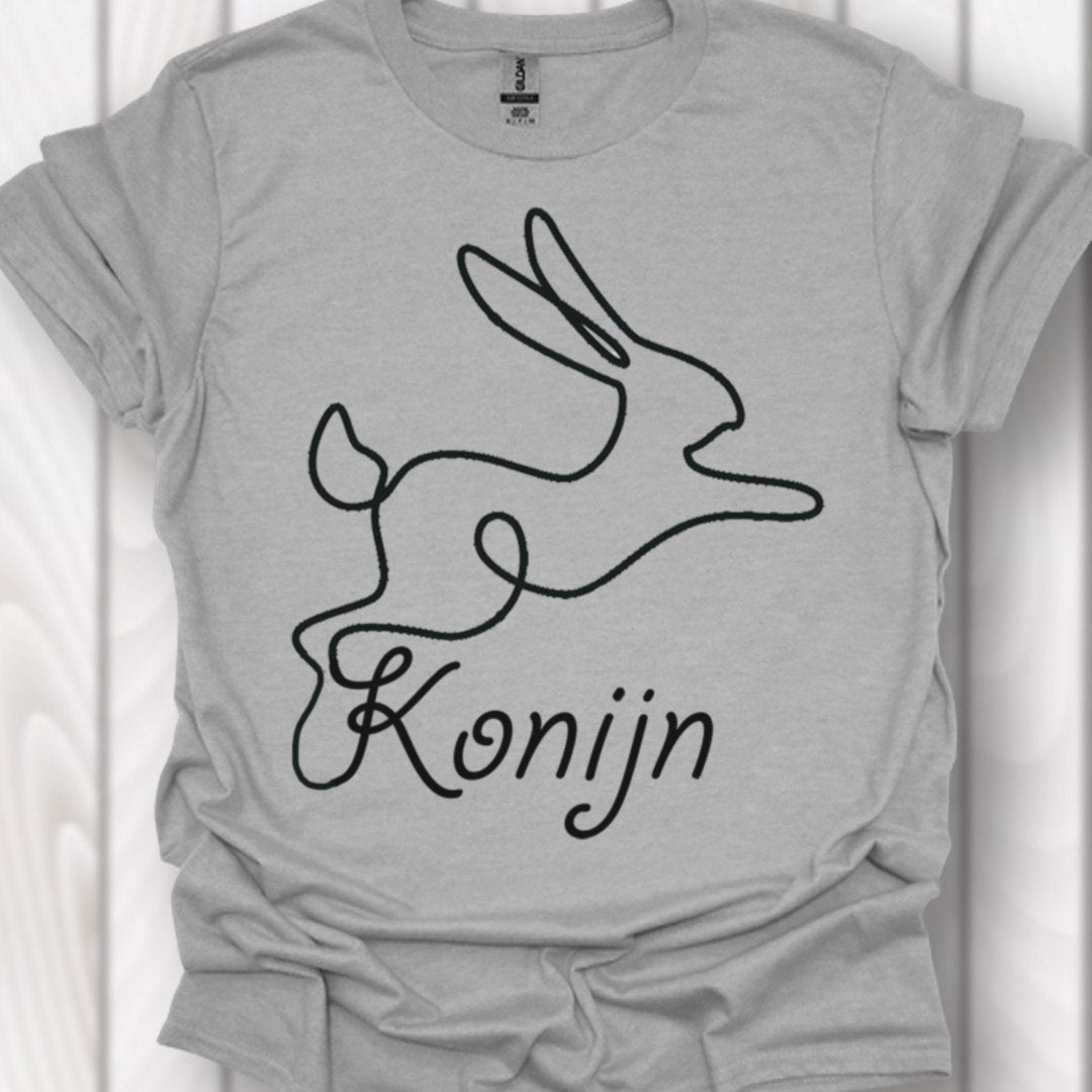Konijn lijntekening zwart T‑Shirt
