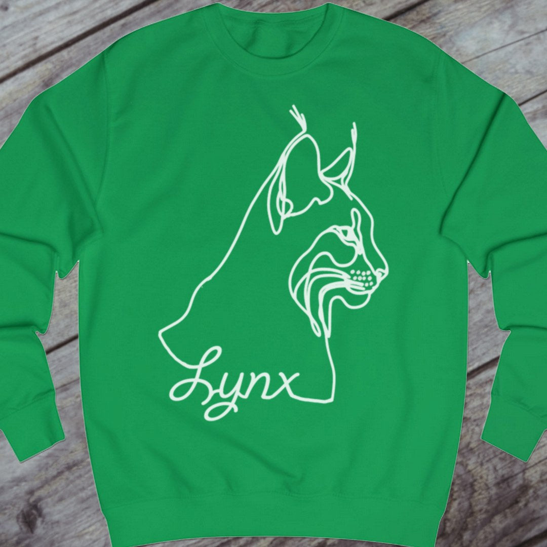 Lynx line drawing white sweatshirt