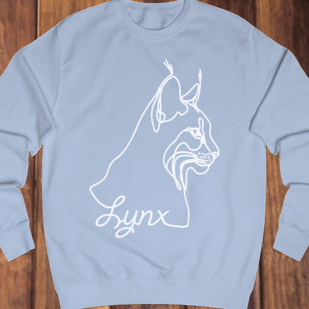 Lynx line drawing white sweatshirt