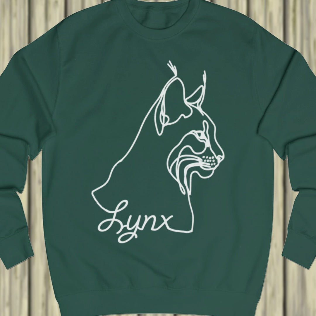 Lynx line drawing white sweatshirt