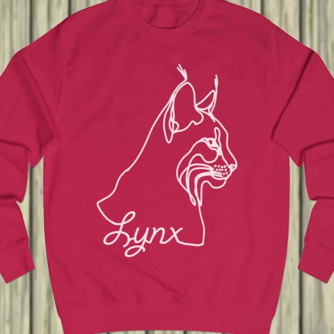 Lynx line drawing white sweatshirt