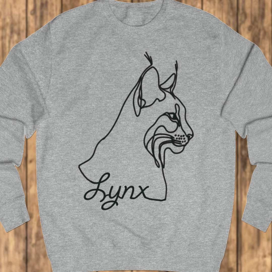 Lynx line drawing black sweatshirt