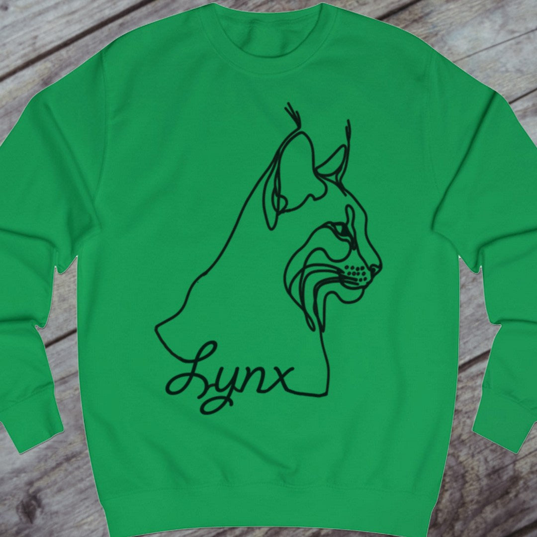 Lynx line drawing black sweatshirt