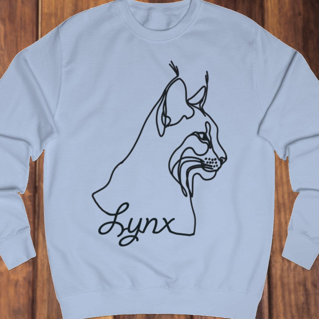 Lynx line drawing black sweatshirt