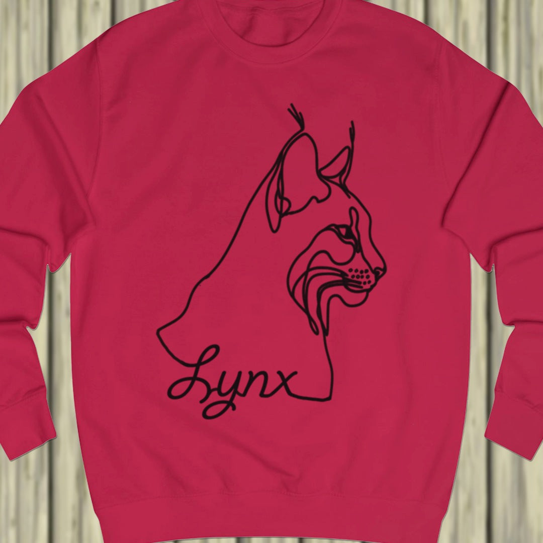 Lynx line drawing black sweatshirt