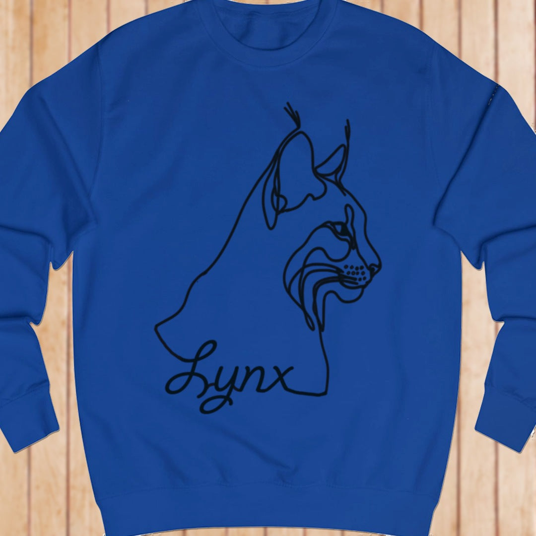 Lynx line drawing black sweatshirt