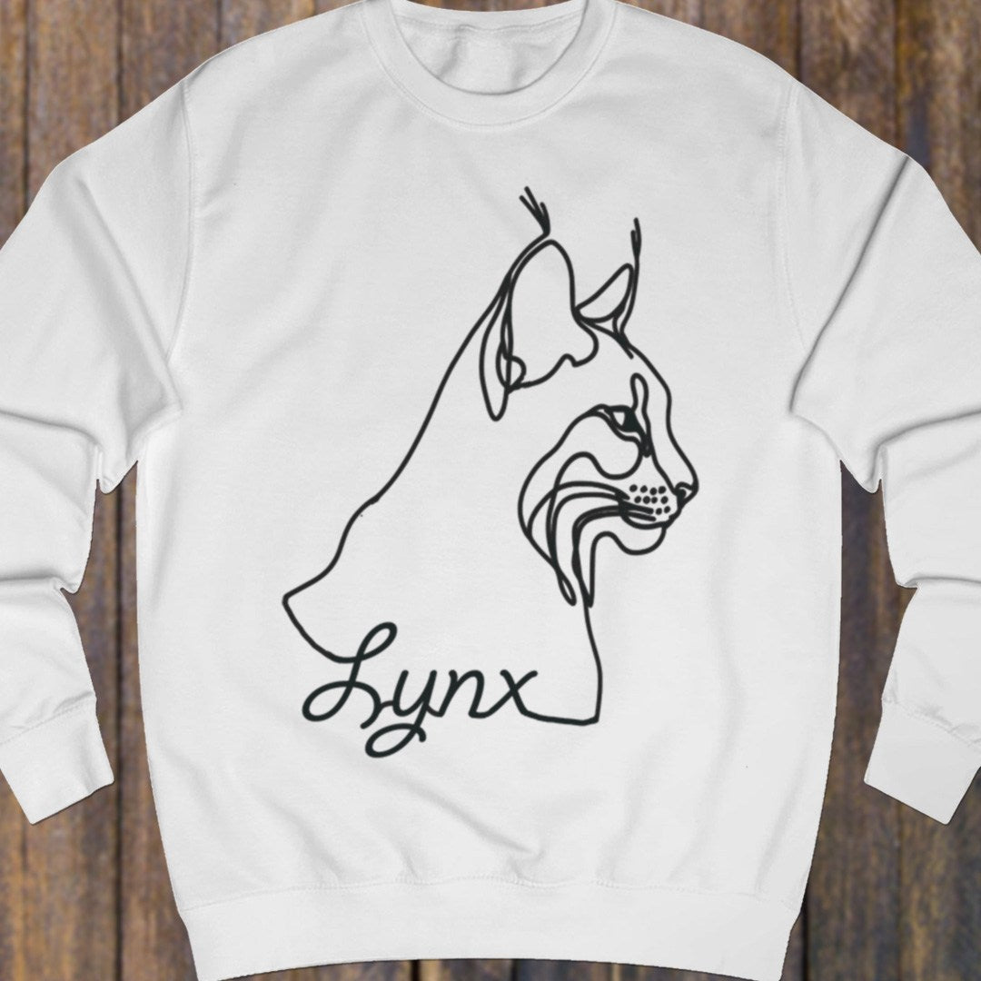 Lynx line drawing black sweatshirt