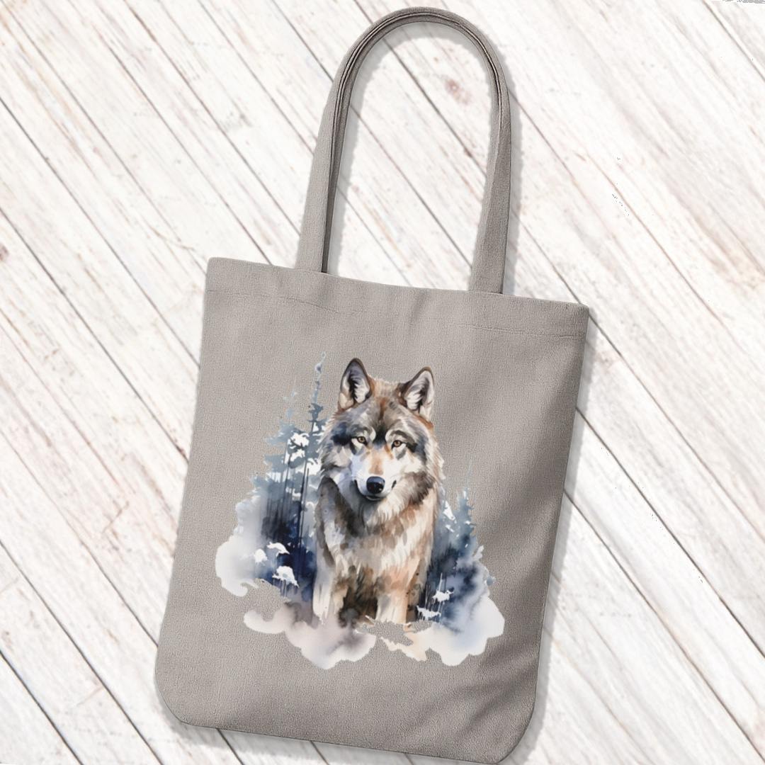 Tote Bag Wolf Bosachtergrond