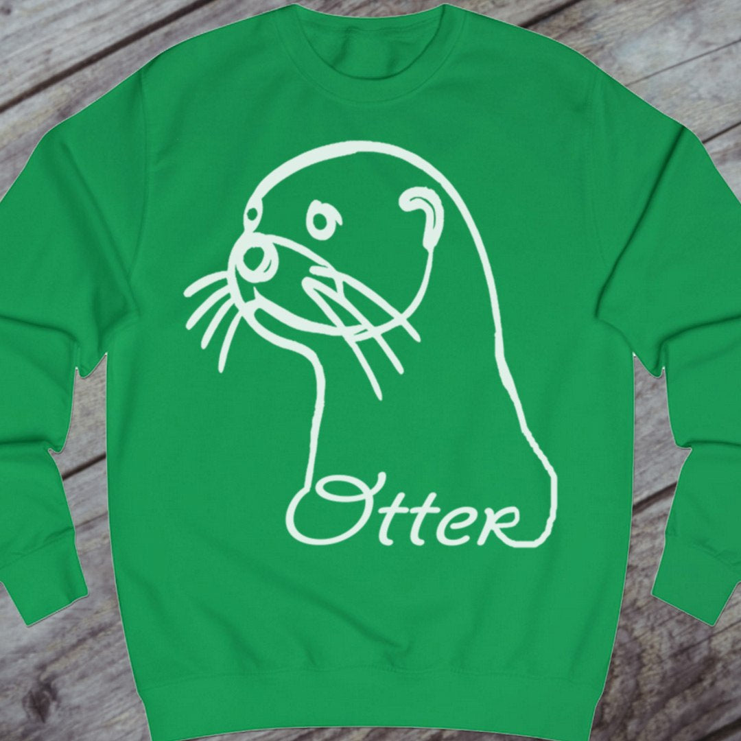 Otter lijntekening wit sweatshirt