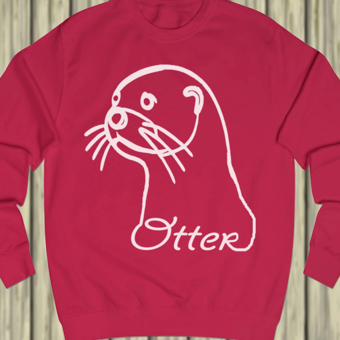Otter lijntekening wit sweatshirt