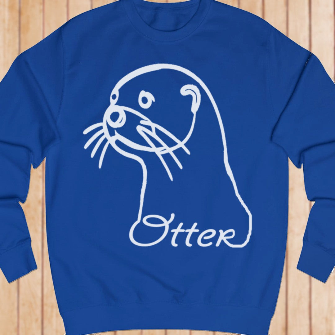 Otter lijntekening wit sweatshirt