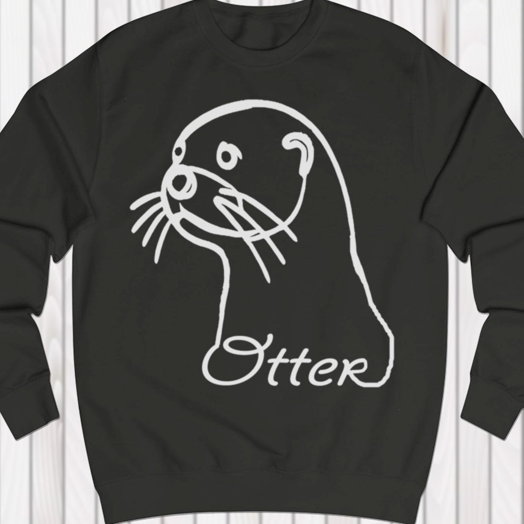 Otter lijntekening wit sweatshirt