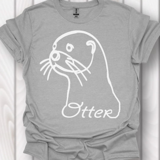 Otter lijntekening wit T‑Shirt