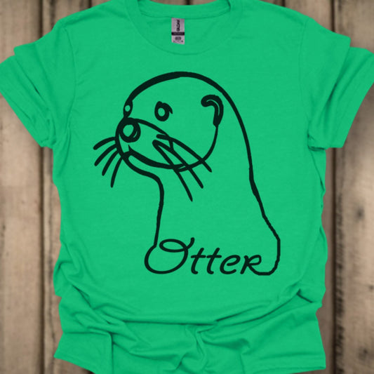 Otter lijntekening zwart T‑Shirt