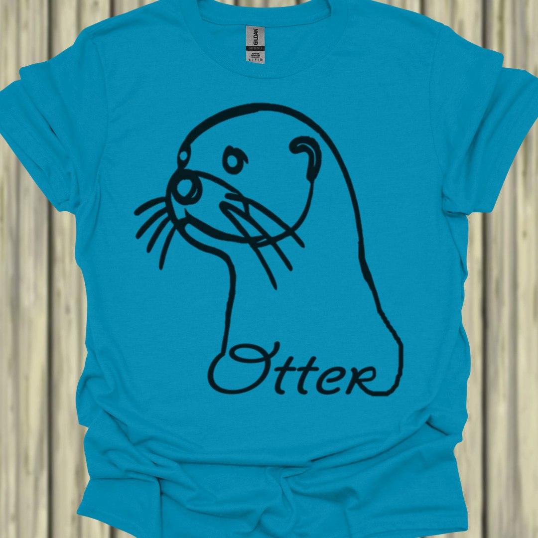 Otter lijntekening zwart T‑Shirt