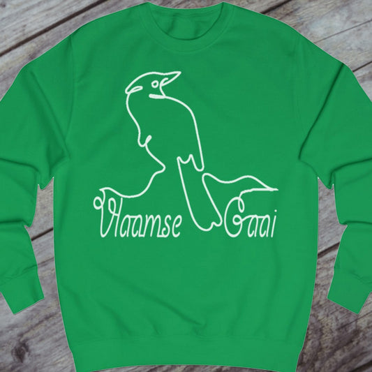 Vlaamse gaai lijntekening wit sweatshirt