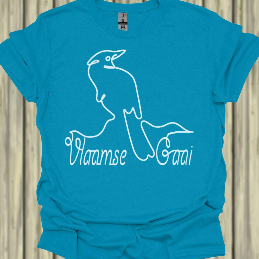Vlaamse Gaai lijntekening wit T‑Shirt