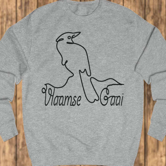 Vlaamse gaai lijntekening zwart sweatshirt