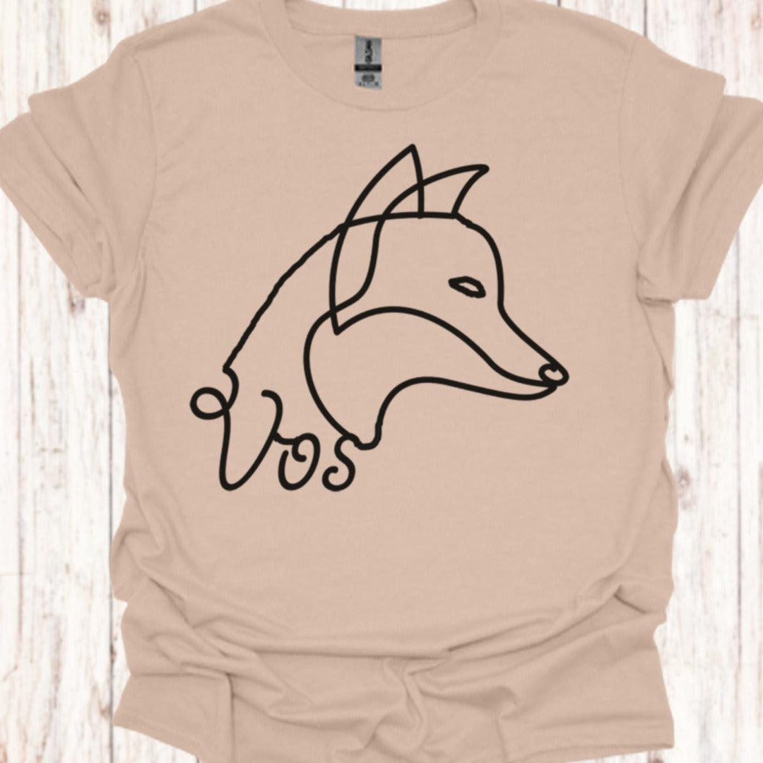 Vos lijntekening zwart T‑Shirt