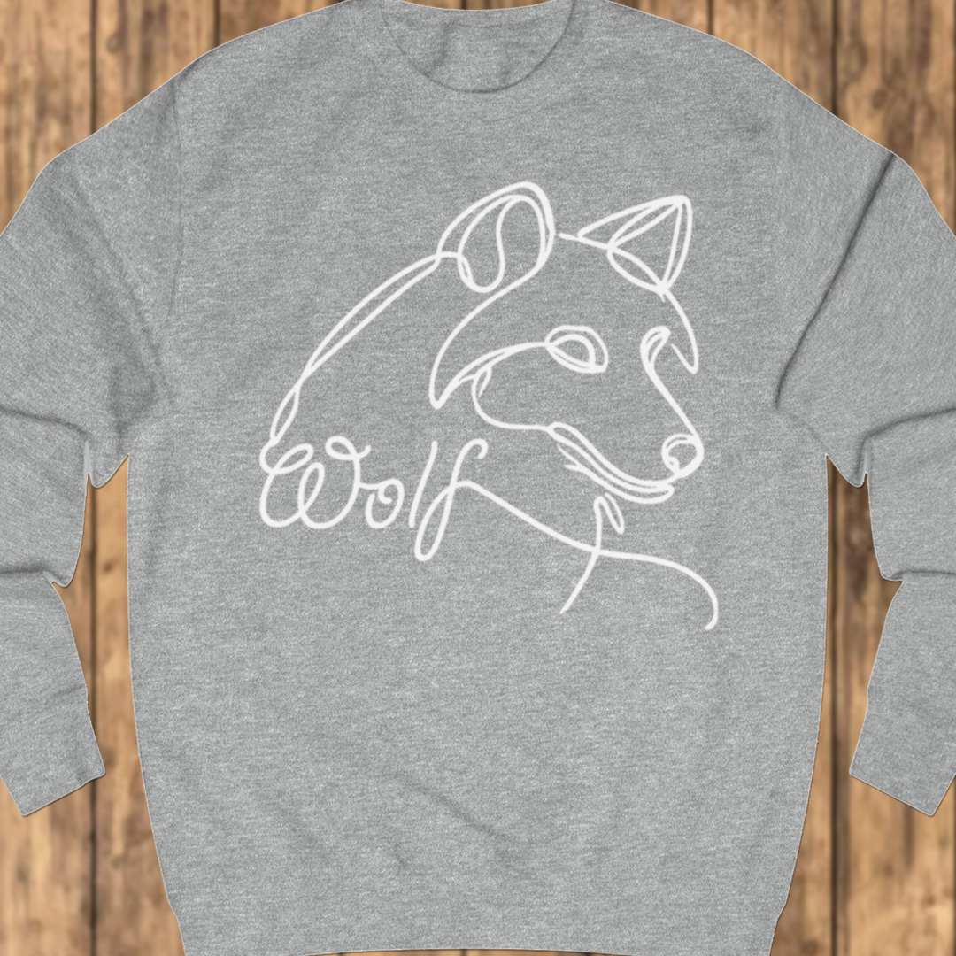 Wolf lijntekening wit sweatshirt
