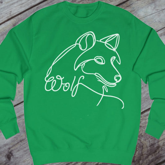 Wolf lijntekening wit sweatshirt