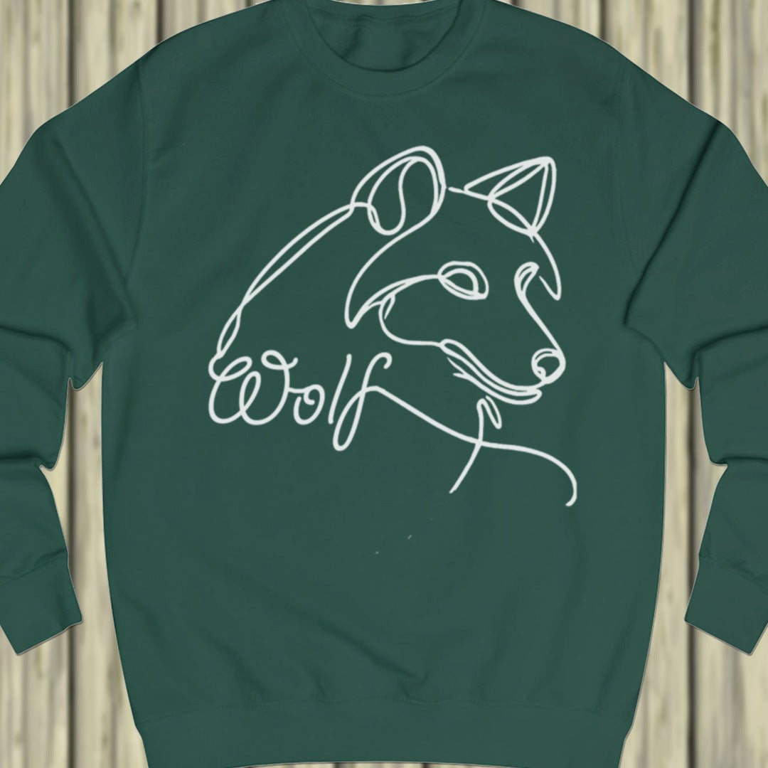 Wolf lijntekening wit sweatshirt