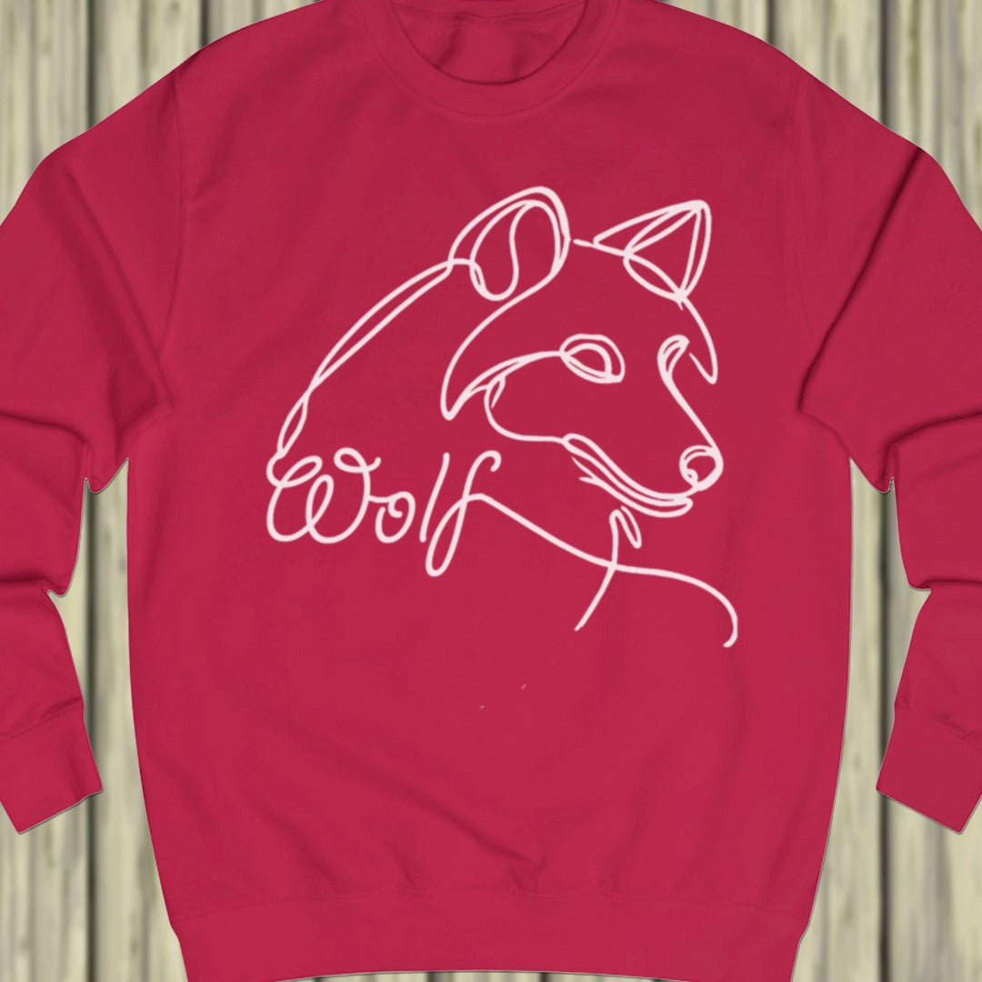 Wolf lijntekening wit sweatshirt