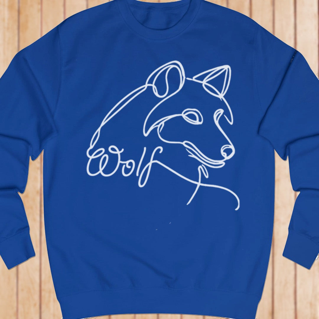Wolf lijntekening wit sweatshirt