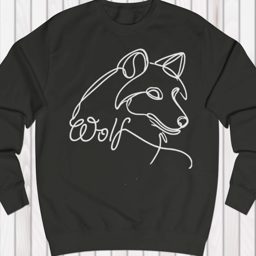 Wolf lijntekening wit sweatshirt
