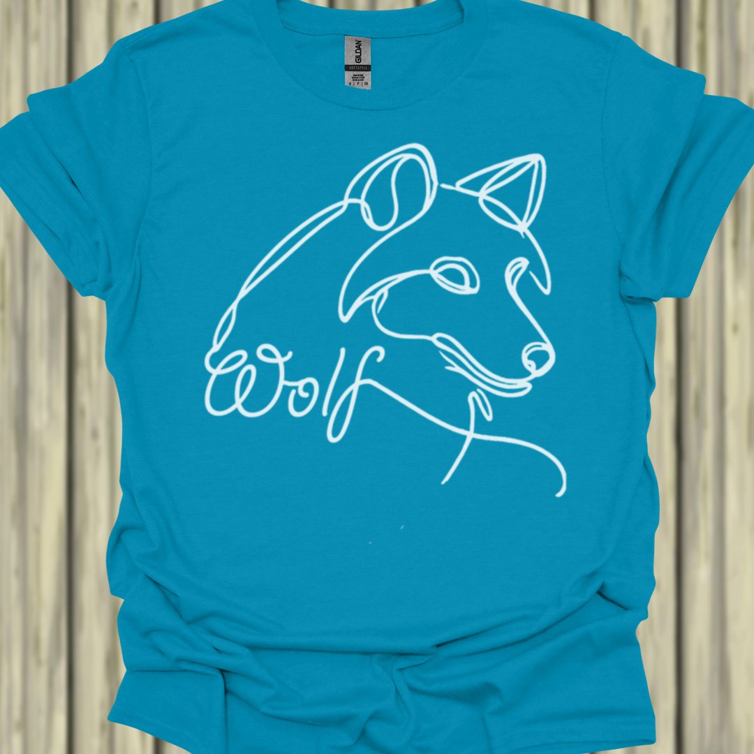 Wolf lijntekening wit T‑Shirt