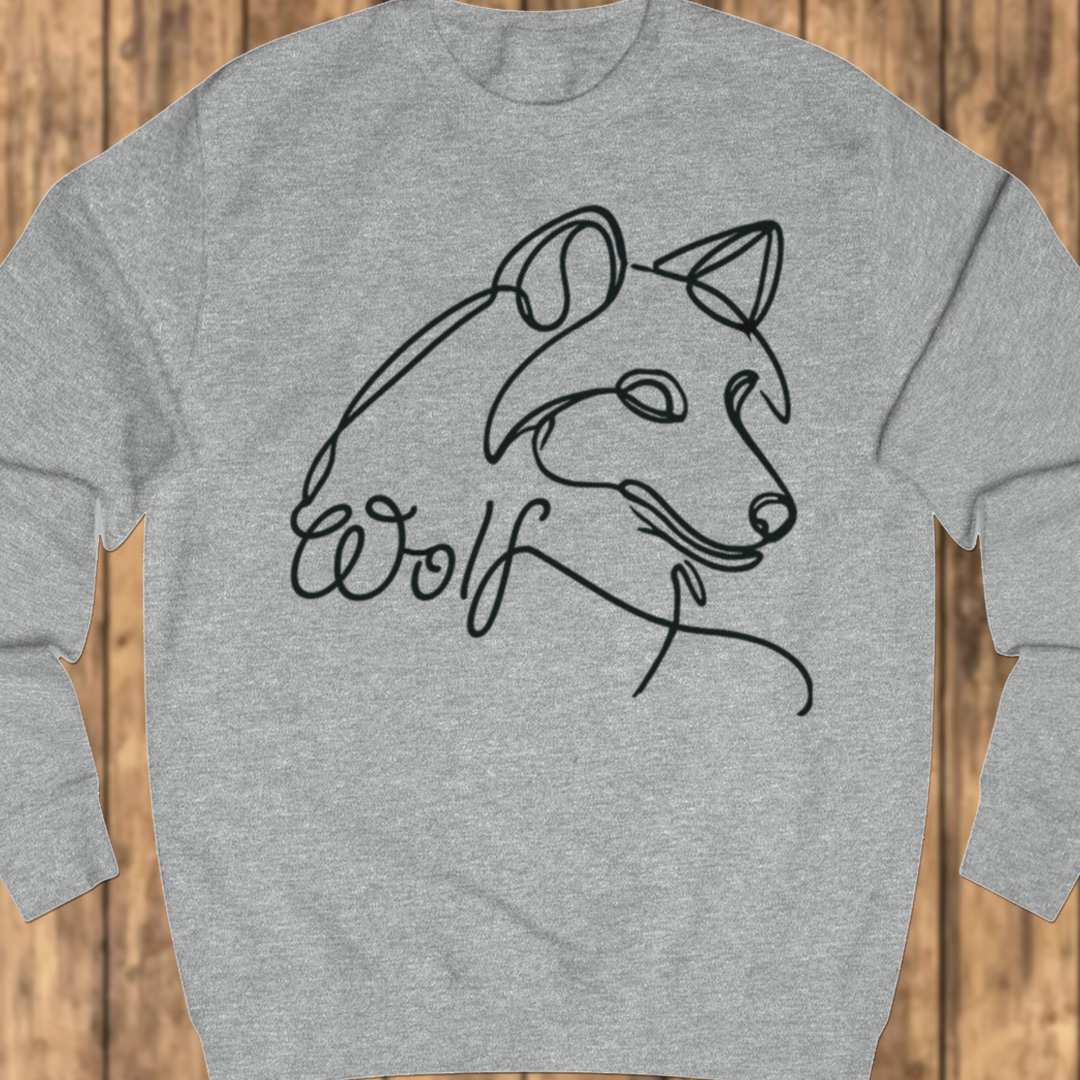 Wolf lijntekening zwart sweatshirt