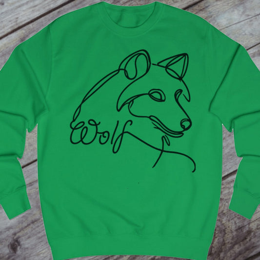 Wolf lijntekening zwart sweatshirt