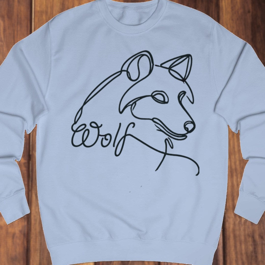 Wolf lijntekening zwart sweatshirt