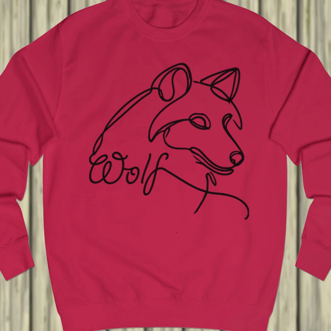 Wolf lijntekening zwart sweatshirt