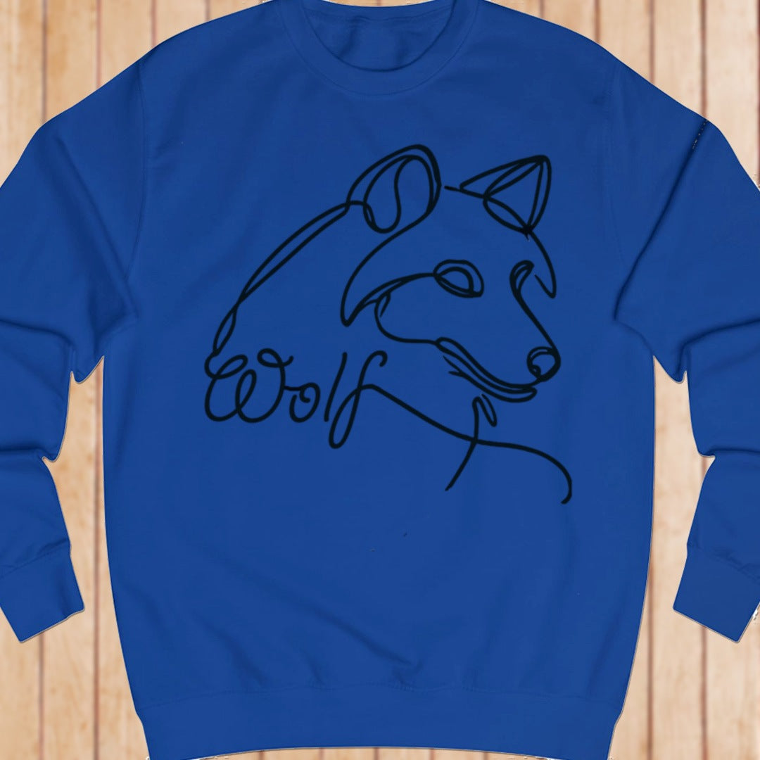 Wolf lijntekening zwart sweatshirt