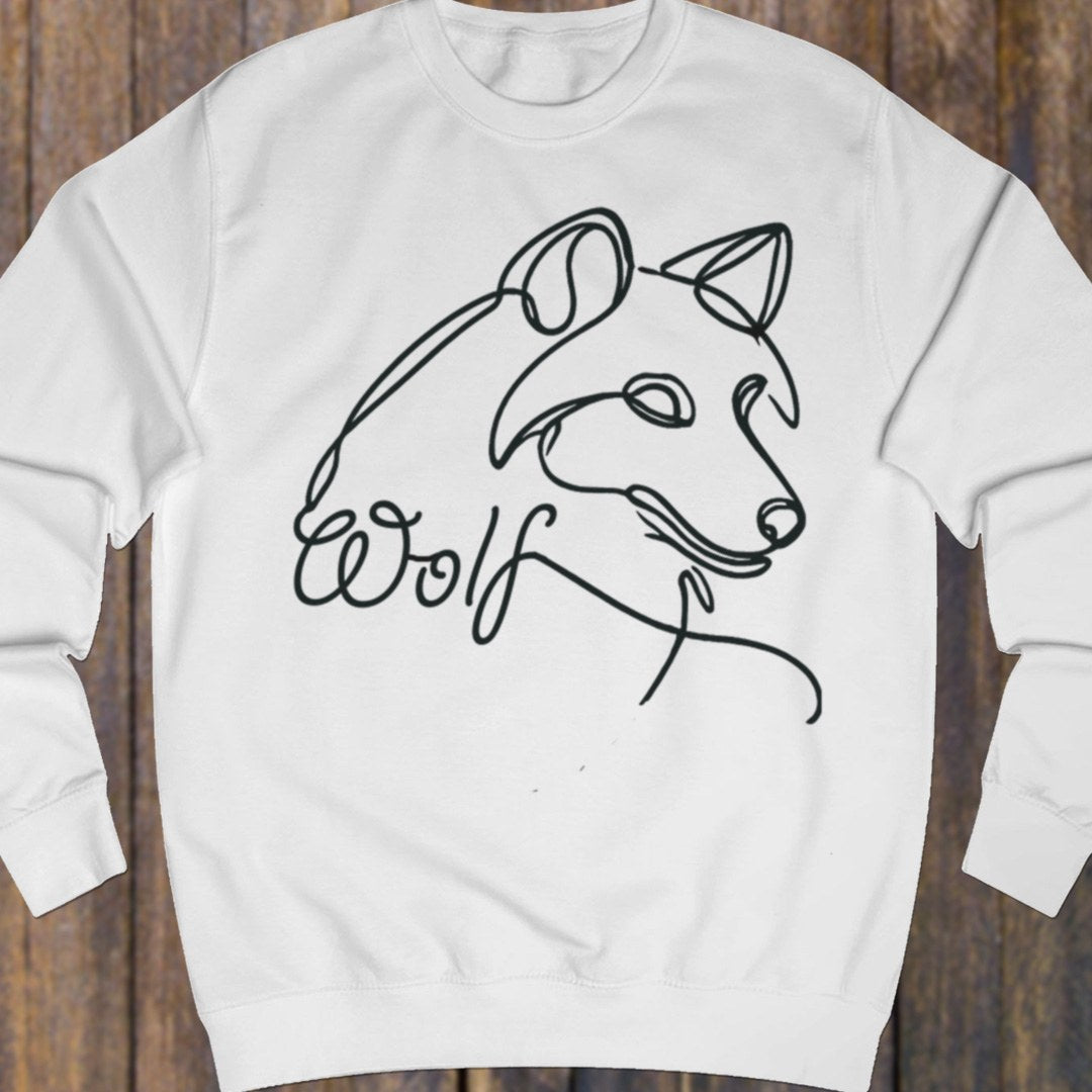 Wolf lijntekening zwart sweatshirt