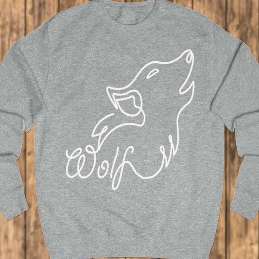 Huilende wolf lijntekening wit sweatshirt