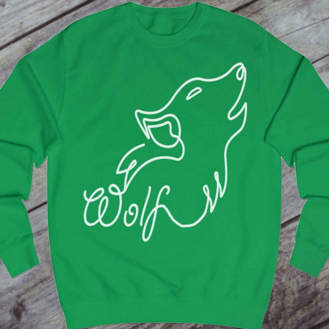 Huilende wolf lijntekening wit sweatshirt