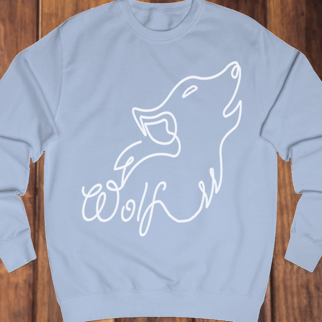 Huilende wolf lijntekening wit sweatshirt