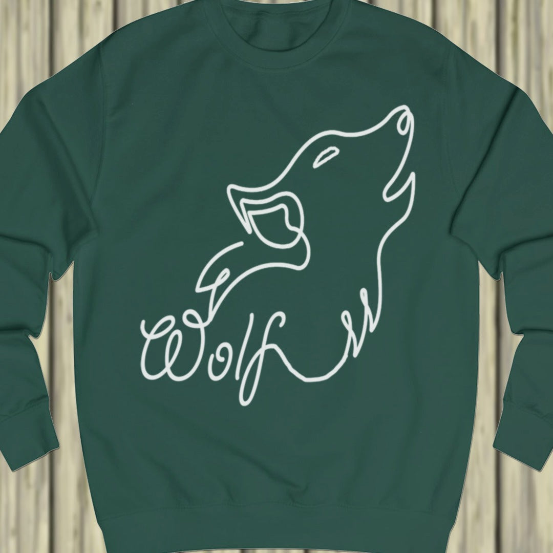 Huilende wolf lijntekening wit sweatshirt