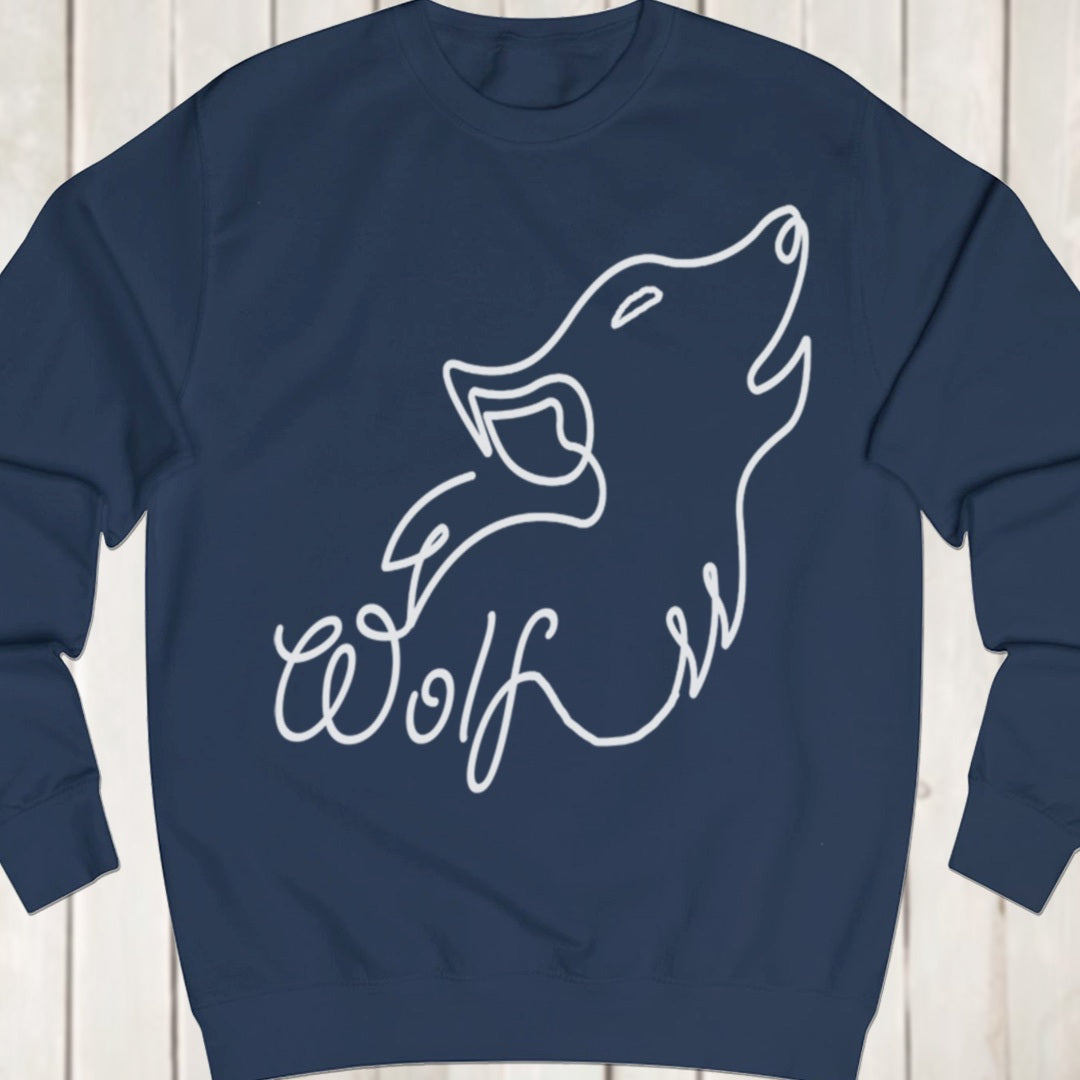 Huilende wolf lijntekening wit sweatshirt